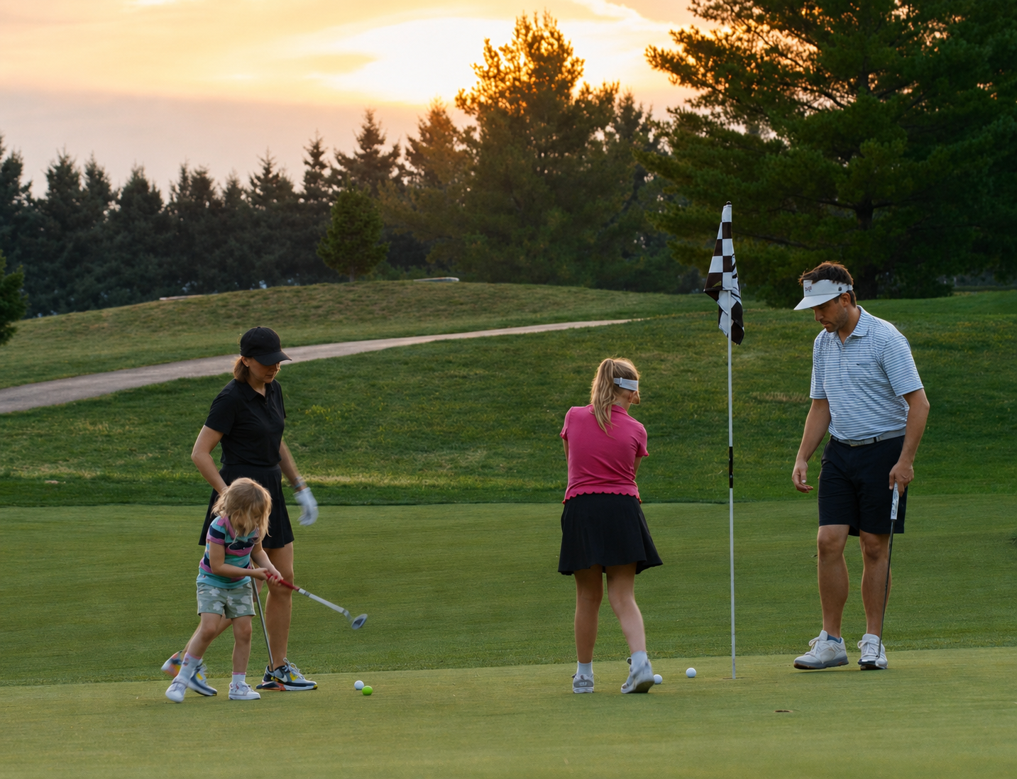 A family playing golf together at Copetown Woods